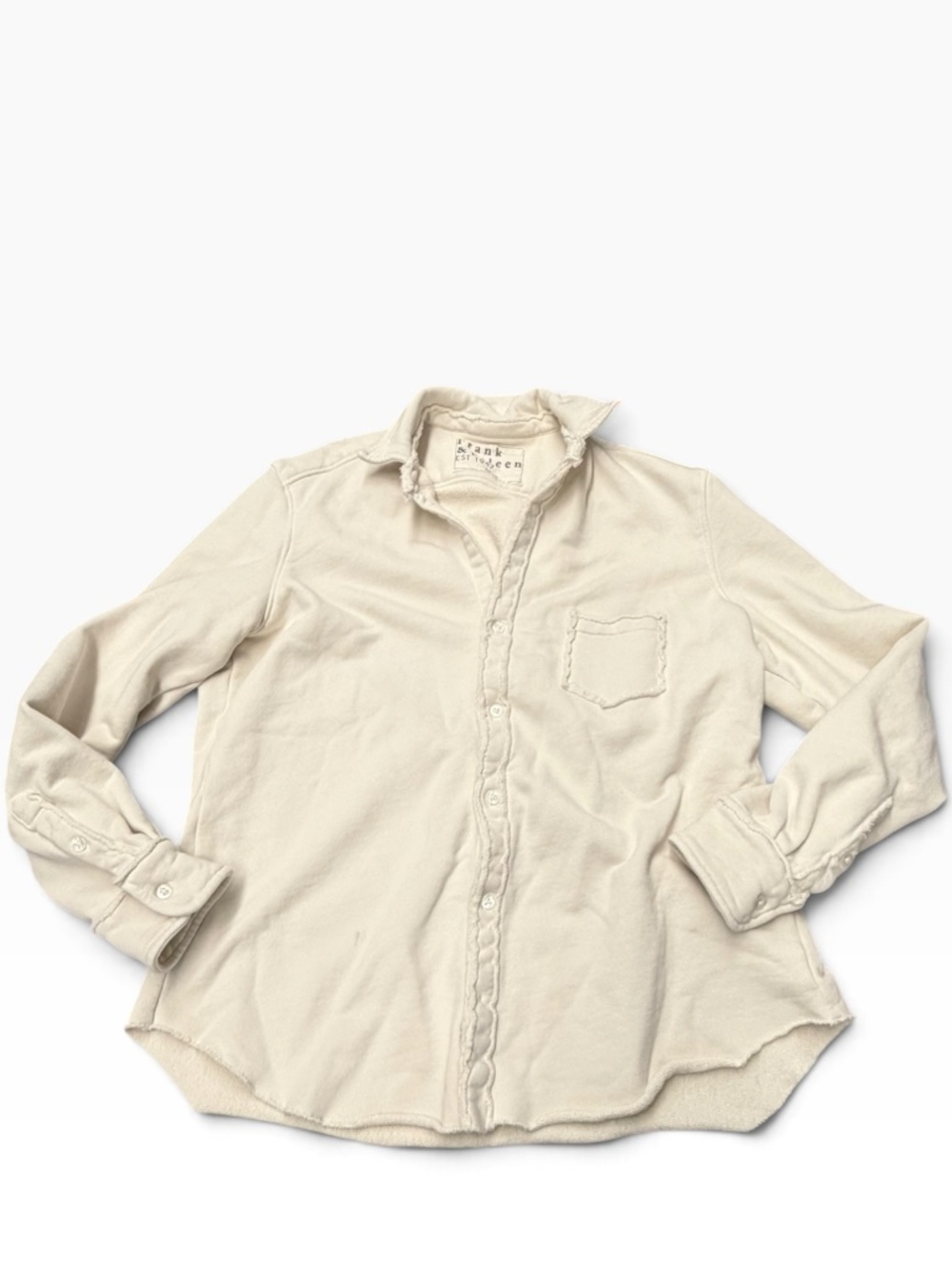 Frank & Eileen Button Down Sweatshirt Women's Size M in Cream